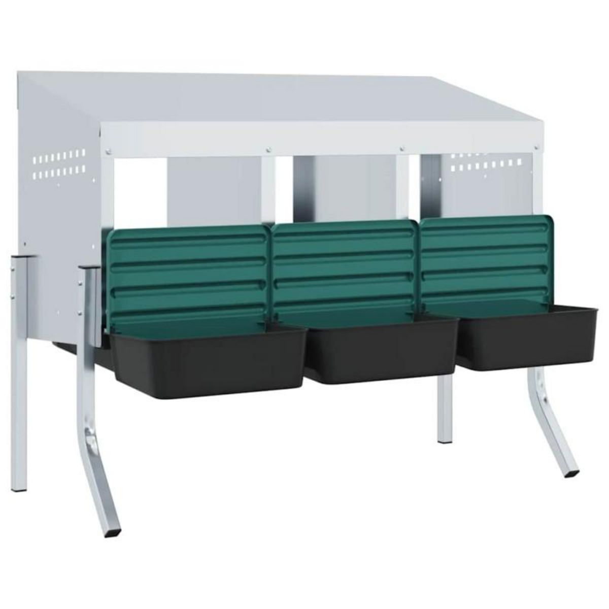 VIDAXL Nichoir à poules3 compartiments avec pieds en acier galvanisé