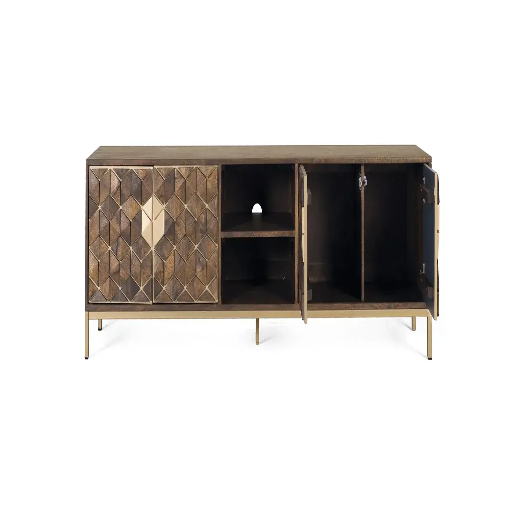Voir la diapositive 2 : GINER Y COLOMER SL Meuble tv en bois de manguier 190 cm style rustique moderne