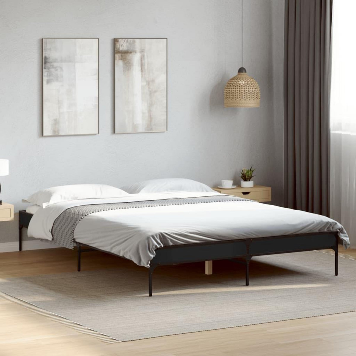 VIDAXL Cadre de lit sans matelas noir 135x190 cm
