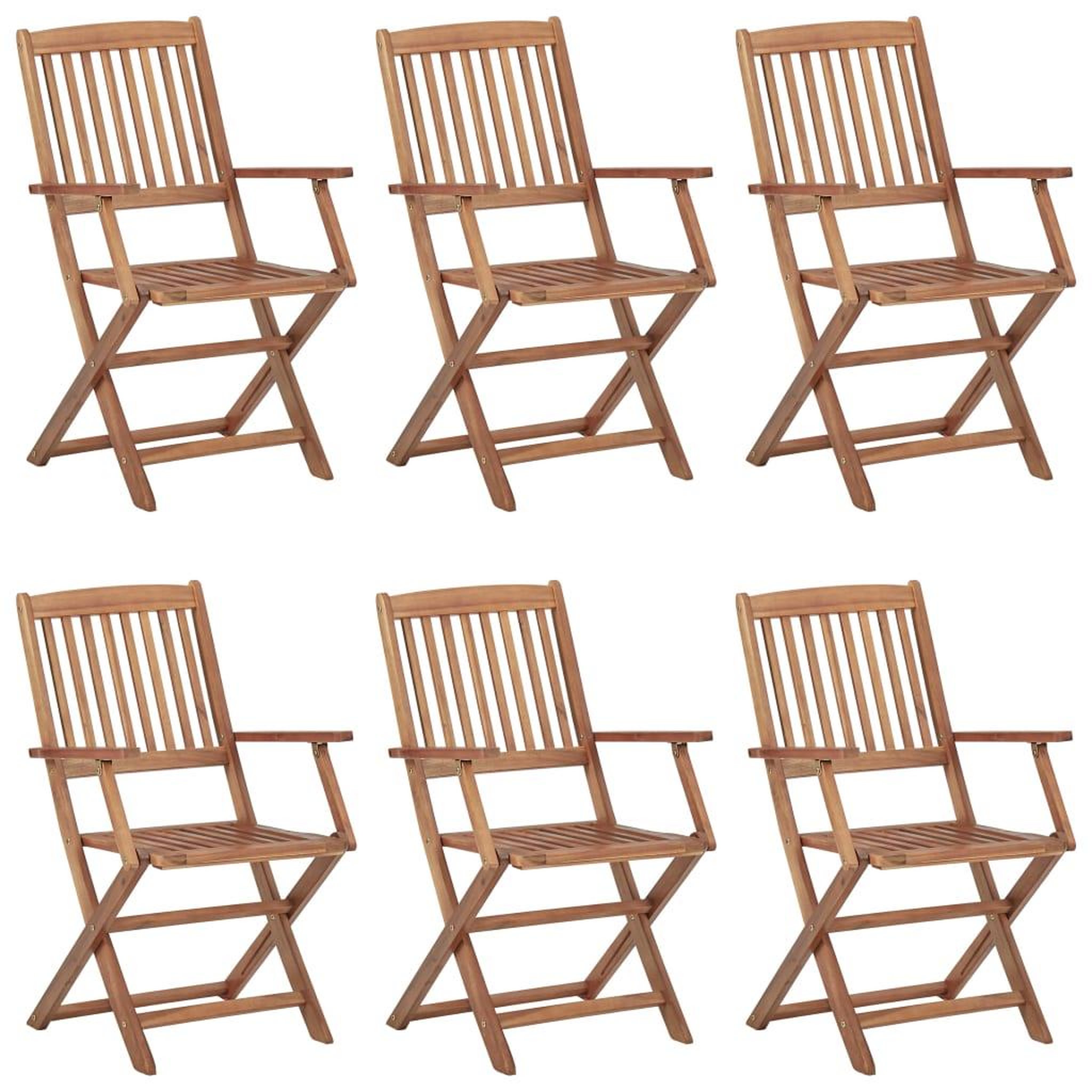 Voir la diapositive 2 : VIDAXL Chaises pliables de jardin lot de 6 avec coussins Bois d'acacia