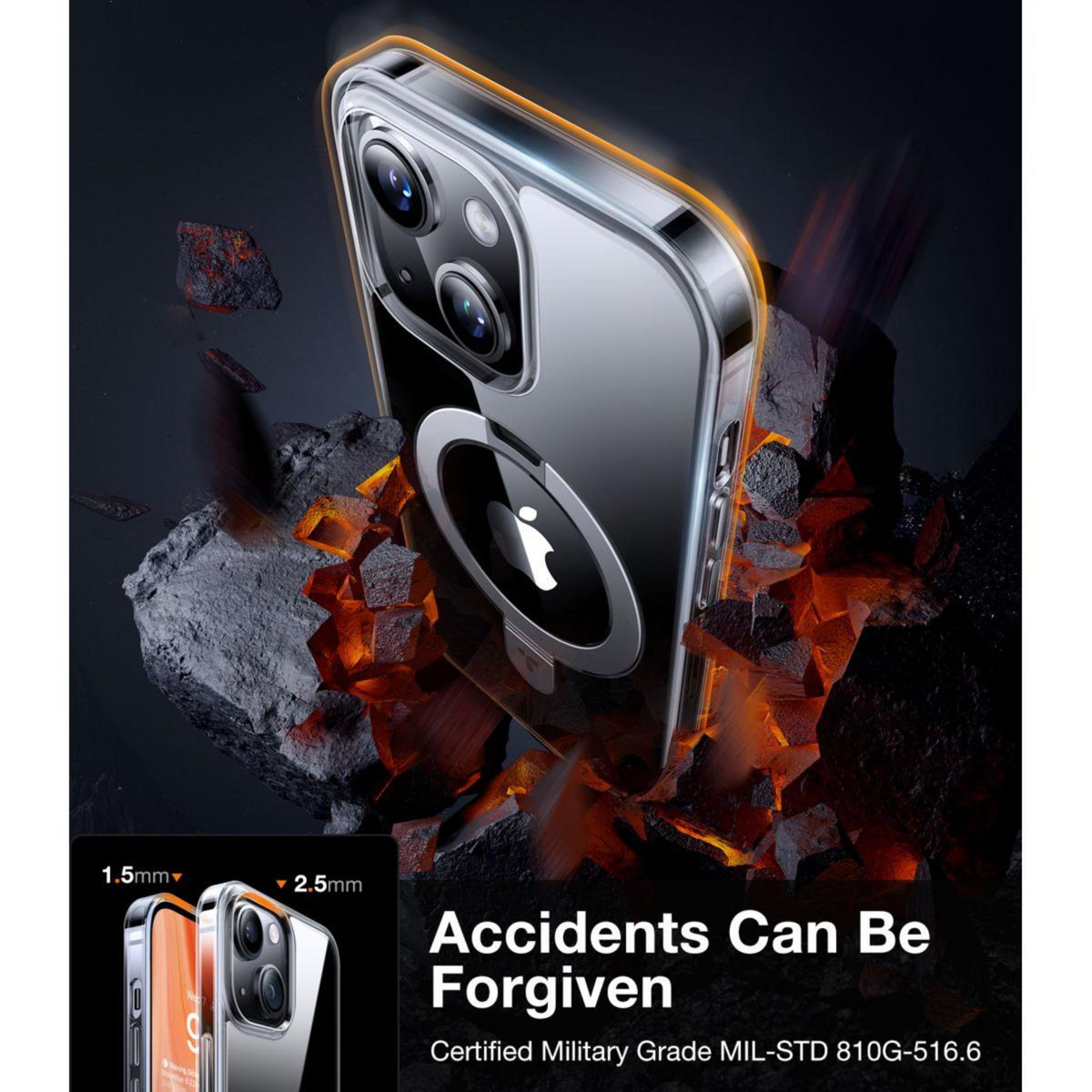 TORRAS Coque intégrale iPhone 15 Plus MagSafe + support transp