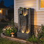Voir la diapositive 6 : OUTSUNNY Fontaine de jardin cascade LED 3 niveaux avec jardinière gris