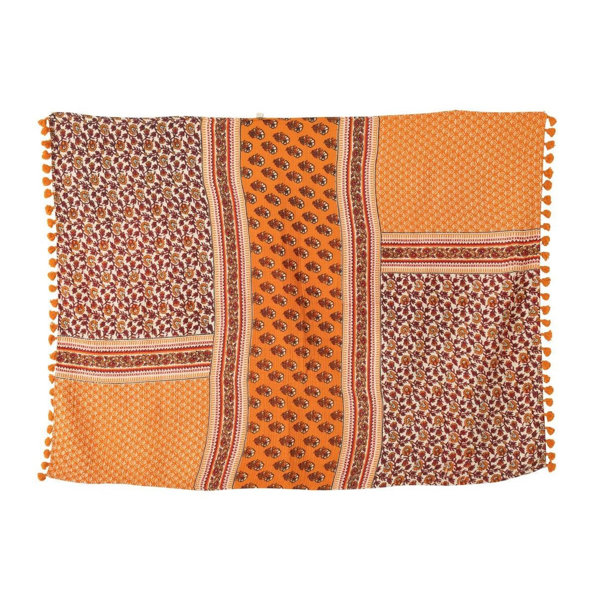 Voir la diapositive 6 : J-LINE Plaid imprimé  fleurs  130x180cm orange