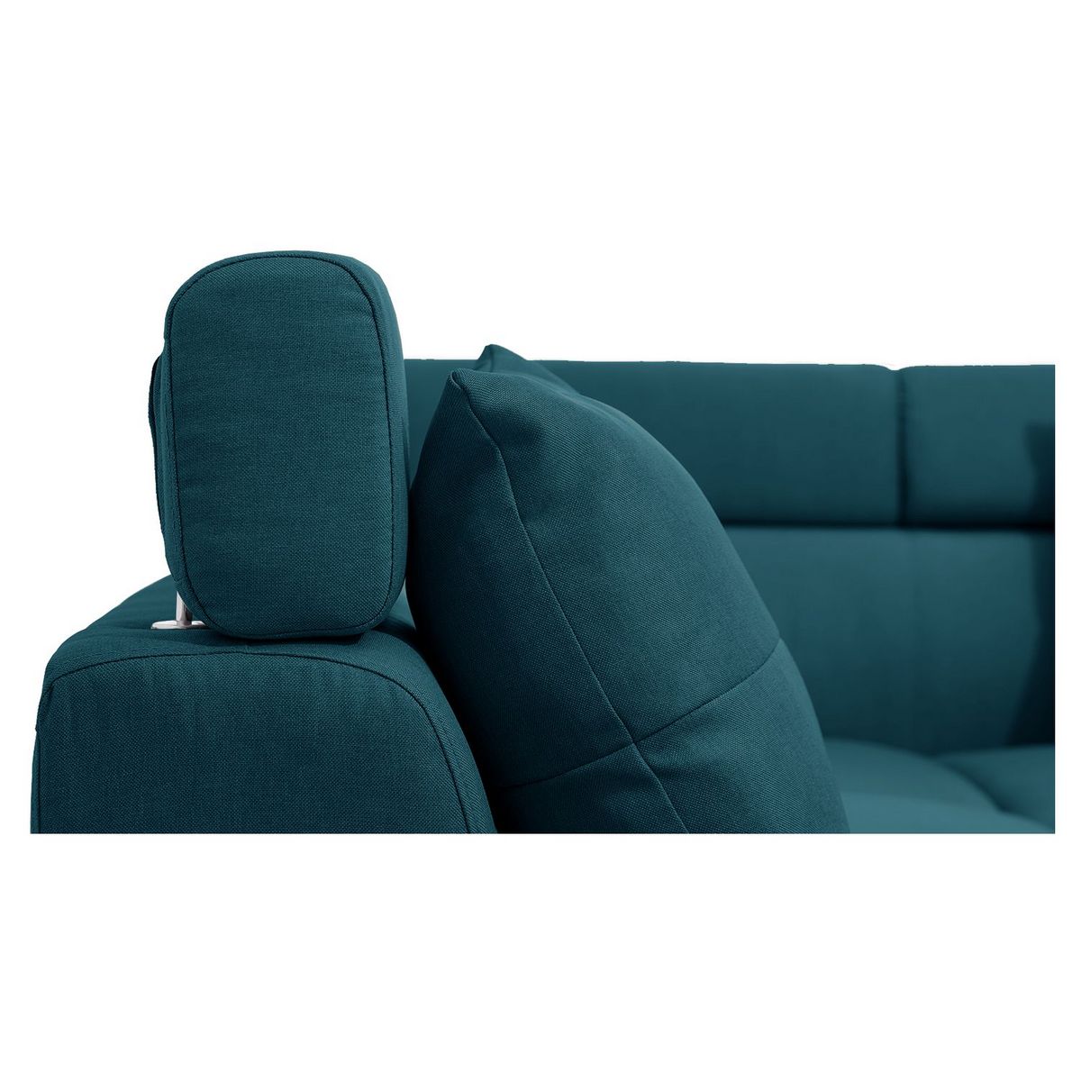 Canapé d'angle droit convertible 5 places tissu pieds bois clair MARIUS 