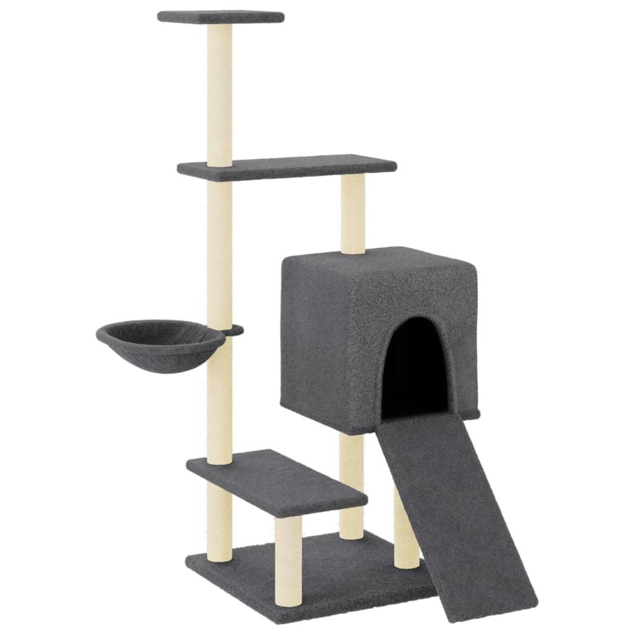 Voir la diapositive 2 : VIDAXL Arbre a chat avec griffoirs en sisal gris fonce 130,5 cm