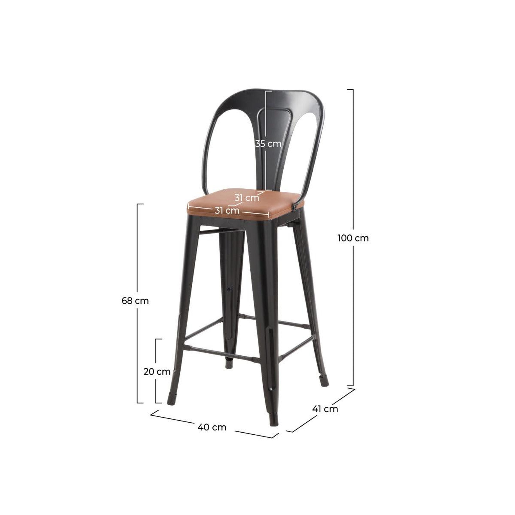 Voir la diapositive 4 : MAISON PAVANE Lot de 2 chaises pour îlot central 68 cm noires et marron-charly