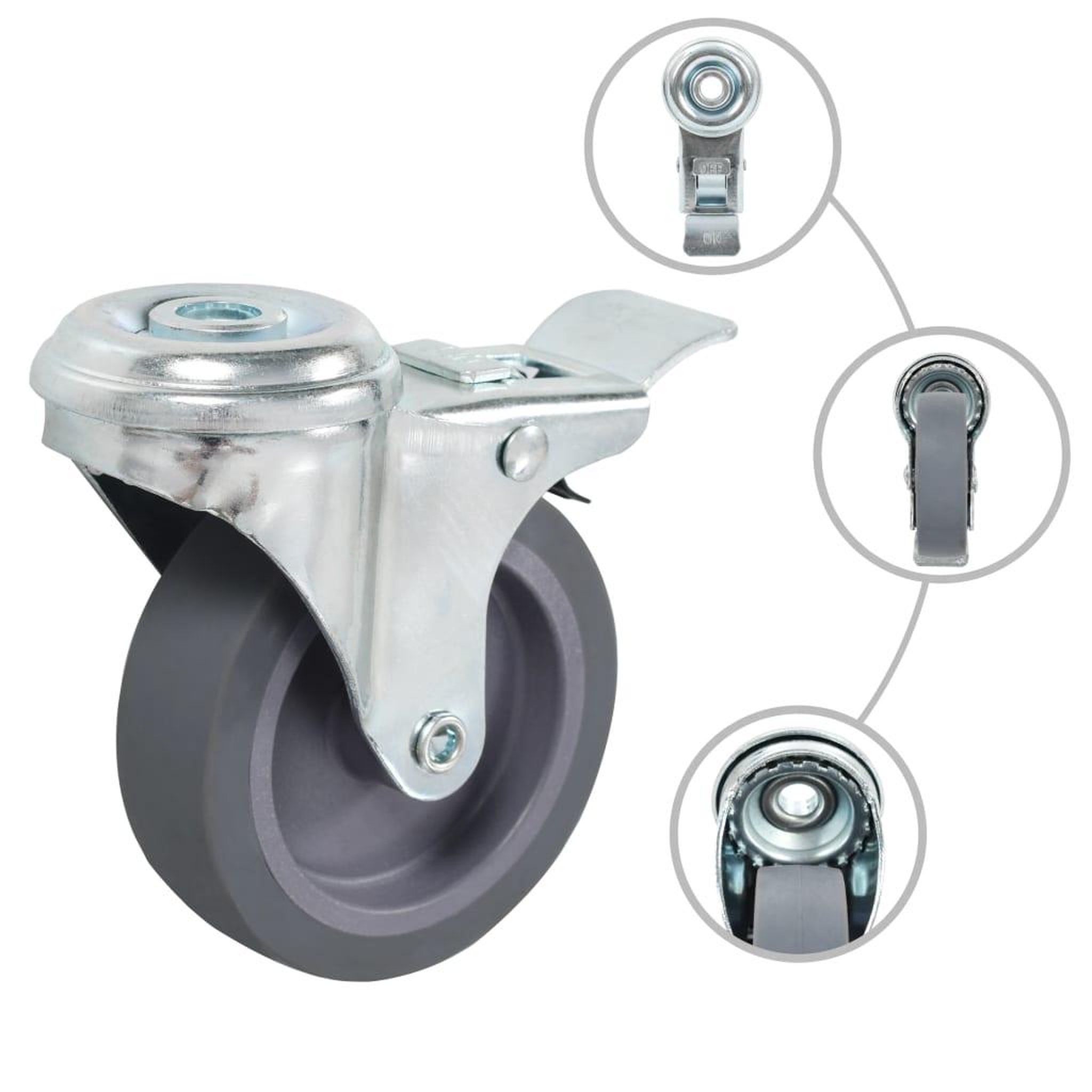 Voir la diapositive 2 : VIDAXL 32 pcs Roulettes pivotantes a trou de boulon 75 mm
