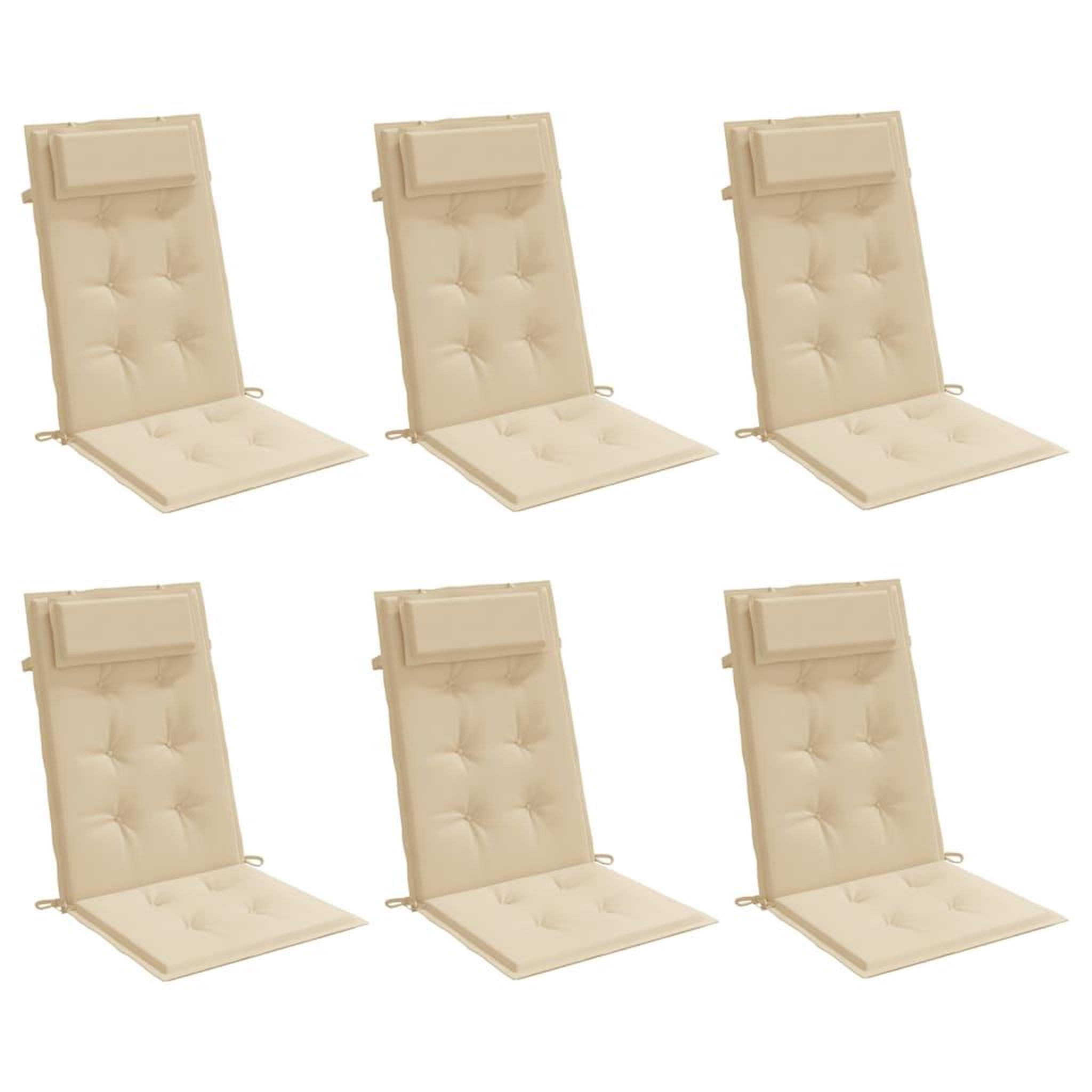 Voir la diapositive 3 : VIDAXL Coussins de chaise a dossier haut lot de 6 beige tissu oxford