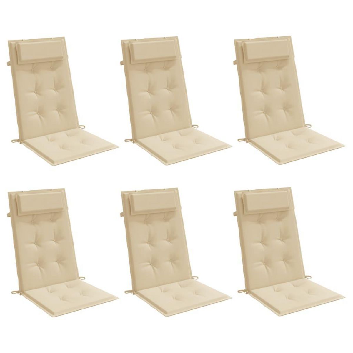 VIDAXL Coussins de chaise a dossier haut lot de 6 beige tissu oxford