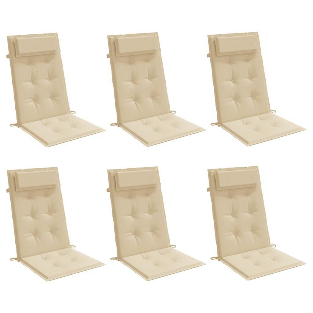 VIDAXL Coussins de chaise a dossier haut lot de 6 beige tissu oxford