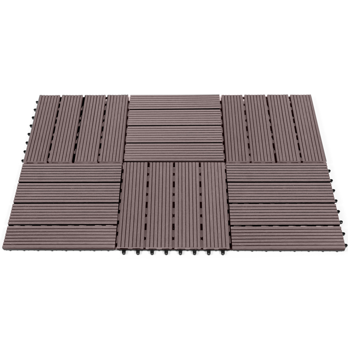 ID MARKET Lot de 5 dalles de terrasse WODHY clipsables bois composite taupe 30 x 30 cm