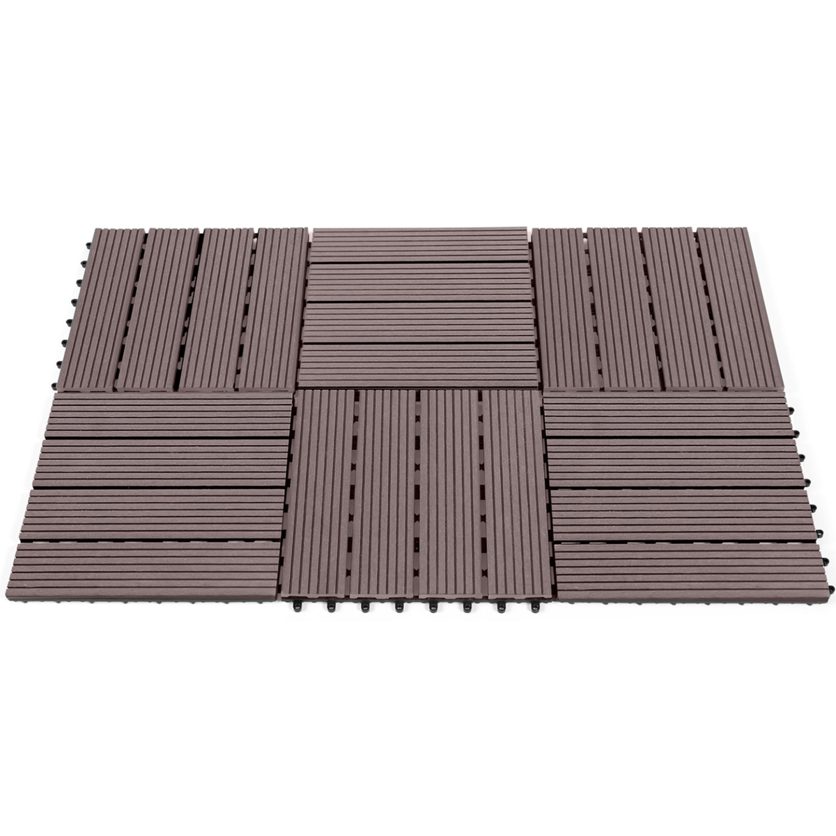 ID MARKET Lot de 5 dalles de terrasse WODHY clipsables bois composite taupe 30 x 30 cm