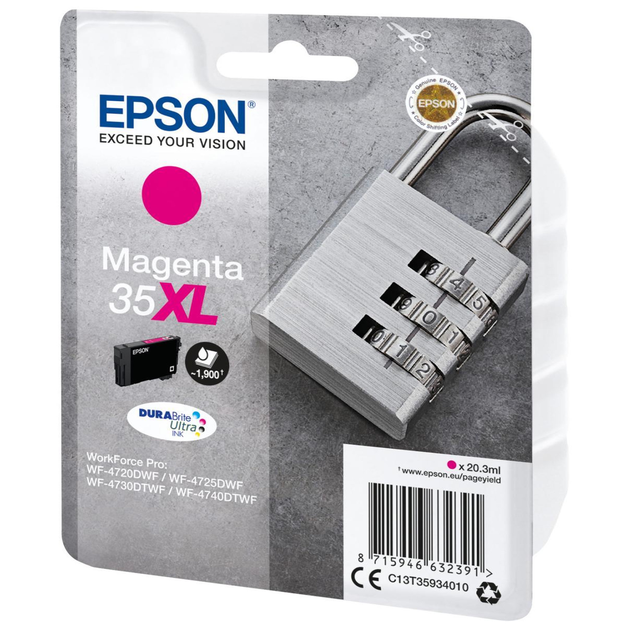 Voir la diapositive 3 : Epson Cartouche d'encre Epson 35XL Magenta 20,3 ml Original