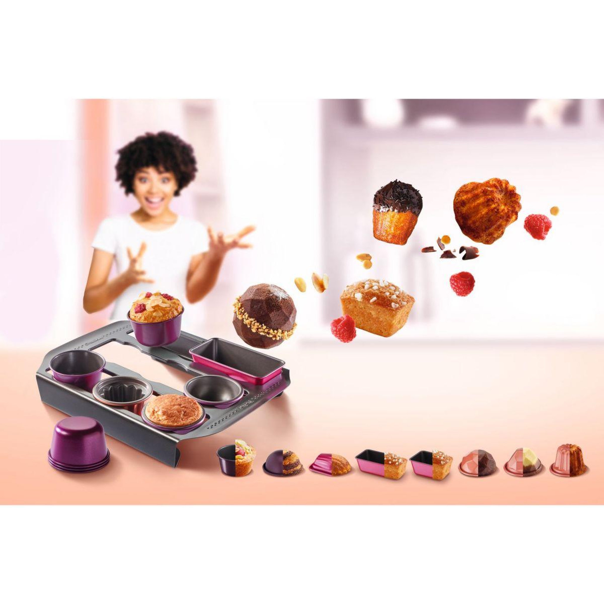 Voir la diapositive 5 : TEFAL Moule à gâteau creabake trio muffins 7.5 cm