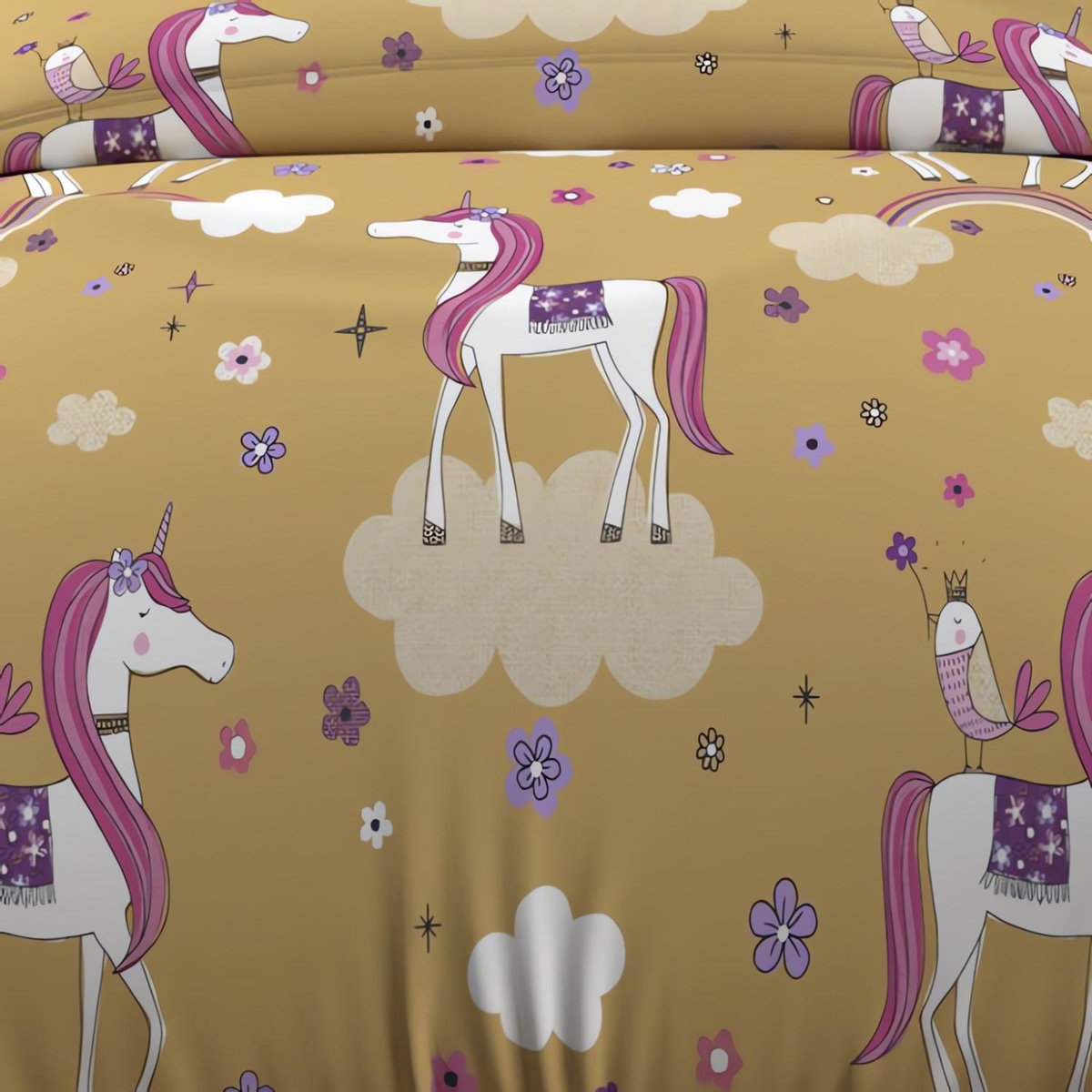 SOLEIL D'OCRE Parure housse de couette LICORNES, 100% coton 57 fils/cm2, par Soleil d'Ocre