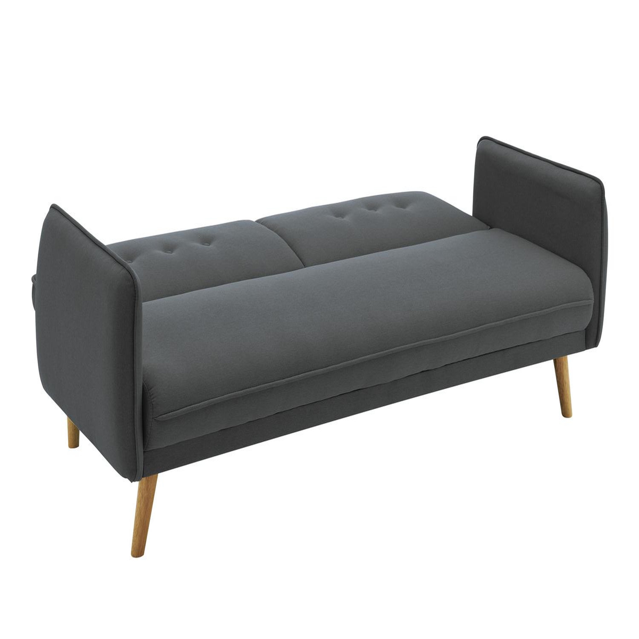 Voir la diapositive 5 : CONCEPT USINE Canapé scandinave convertible 3 places en tissu gris foncé nora