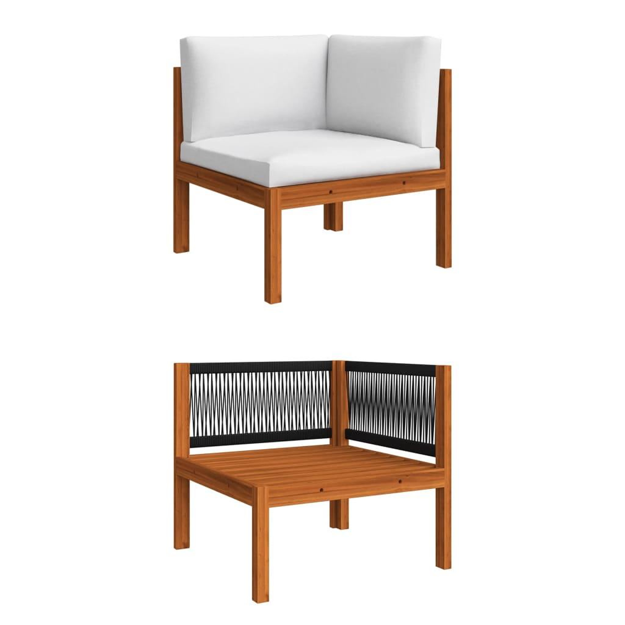 Voir la diapositive 4 : VIDAXL Salon de jardin 7 pcs avec coussins Creme Bois d'acacia solide