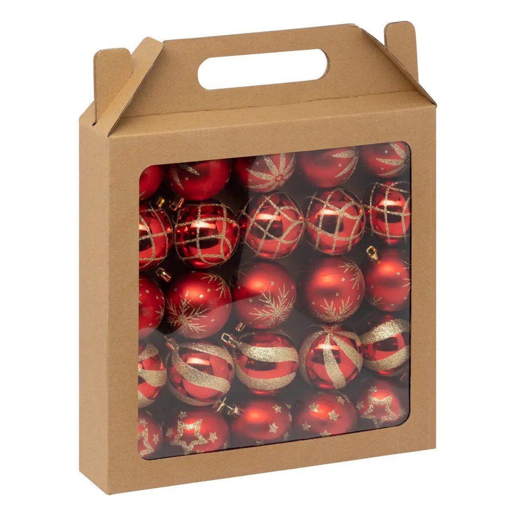 ATMOSPHERA Lot de 25 boules de noël  maison des couleurs  6cm rouge & or