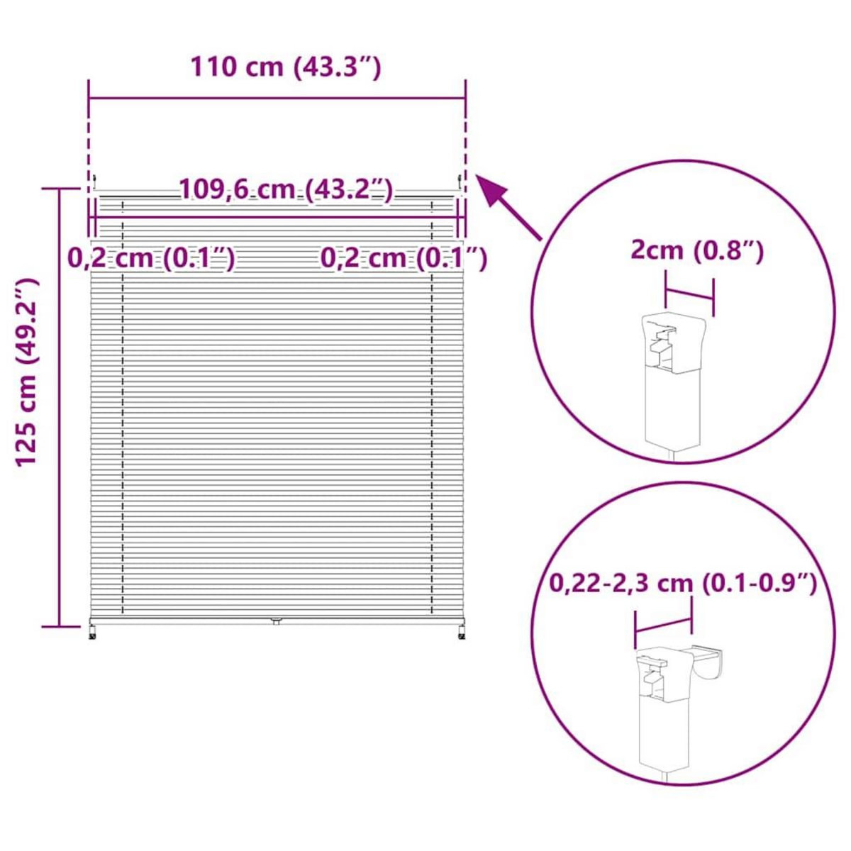 VIDAXL Store plisse 110x125 cm Blanc