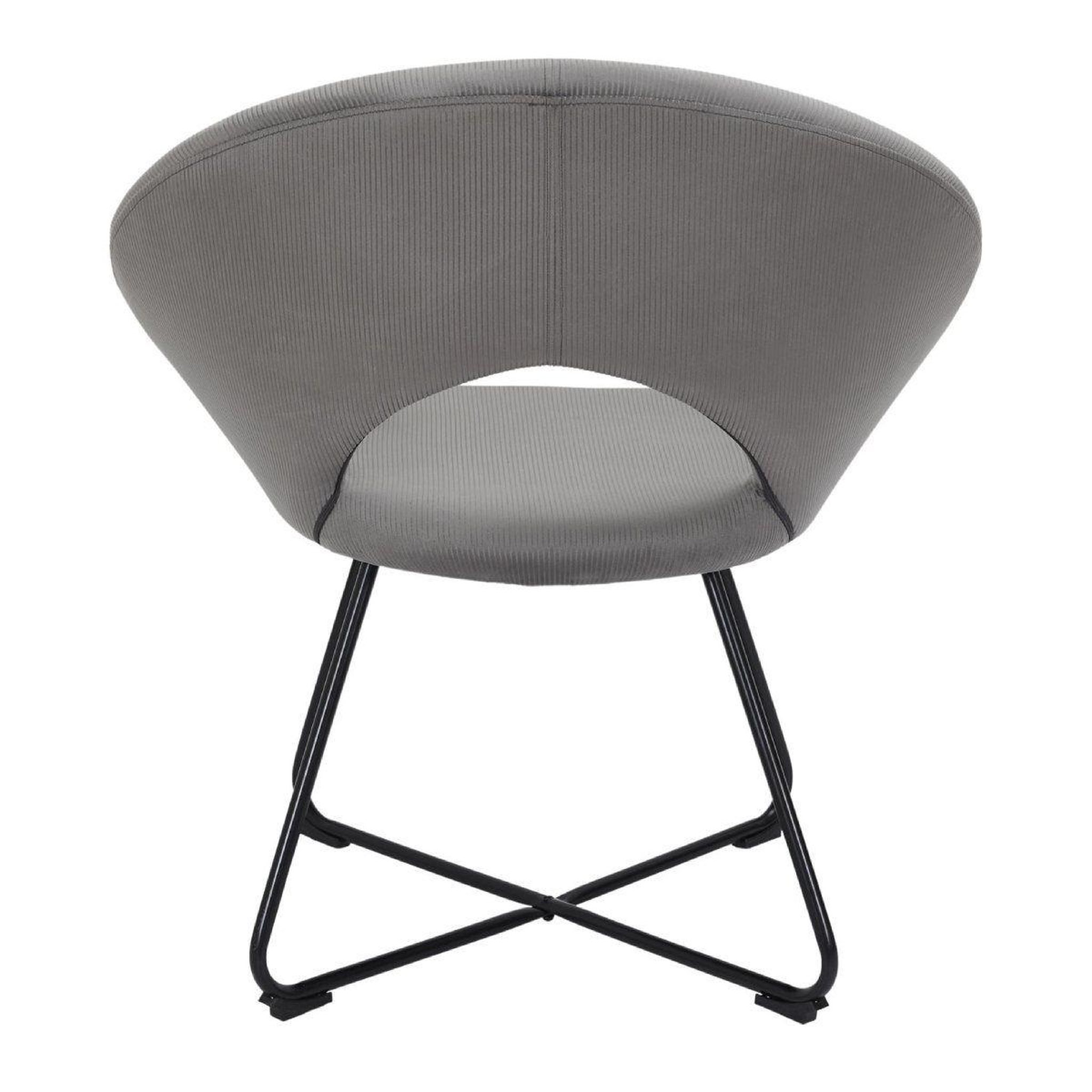 Voir la diapositive 3 : The Home Deco Factory Fauteuil design velours côtelé  giulia  84cm gris