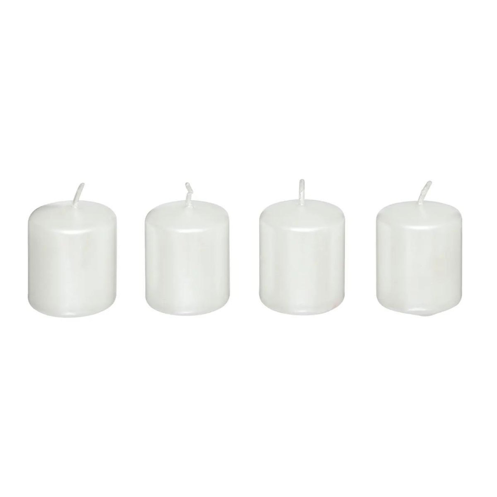 ATMOSPHERA Lot de 4 bougies déco  satin  4cm blanc
