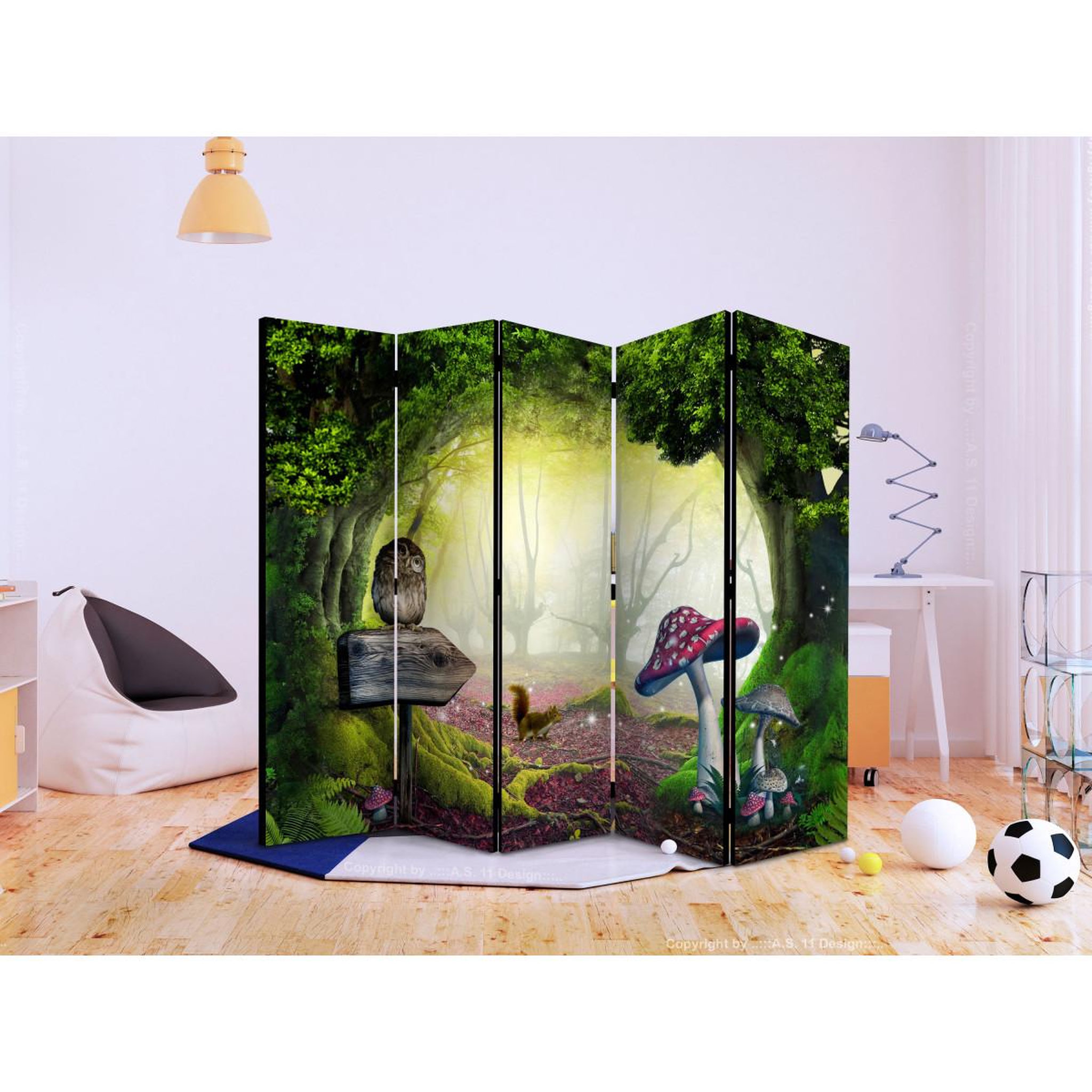 Voir la diapositive 2 : Paris Prix Paravent 5 volets  owlish corner  172x225cm