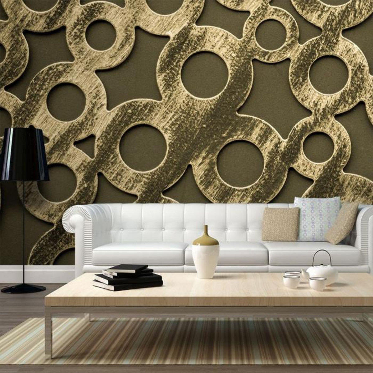 Paris Prix Papier Peint XXL  Cercles en Bronze  270x550cm