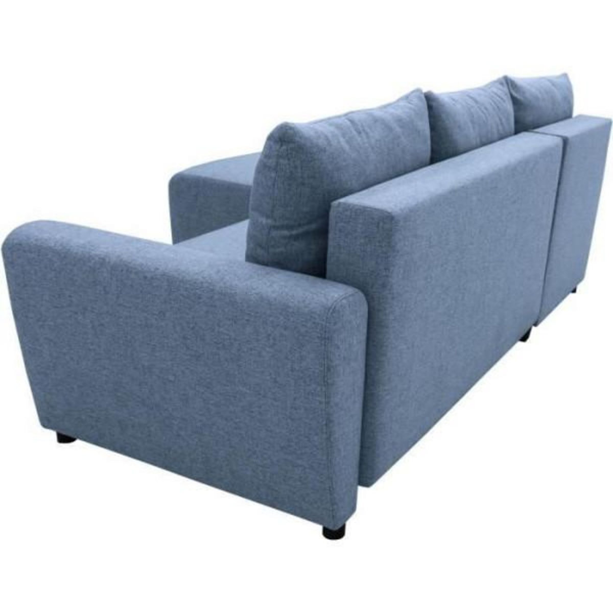 MARKET24 Canapé d'angle convertible 3-4 places STEWART - Tissu bleu - L224 x H85 x P155 cm