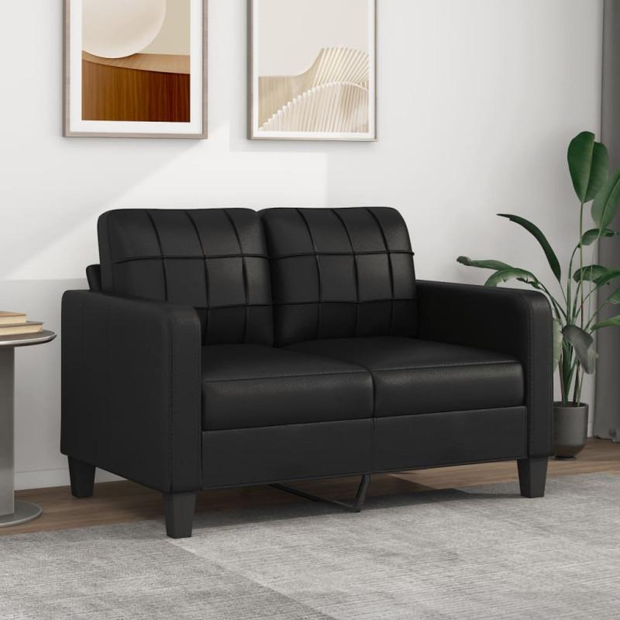 VIDAXL Canapé à 2 places Noir 120 cm Similicuir
