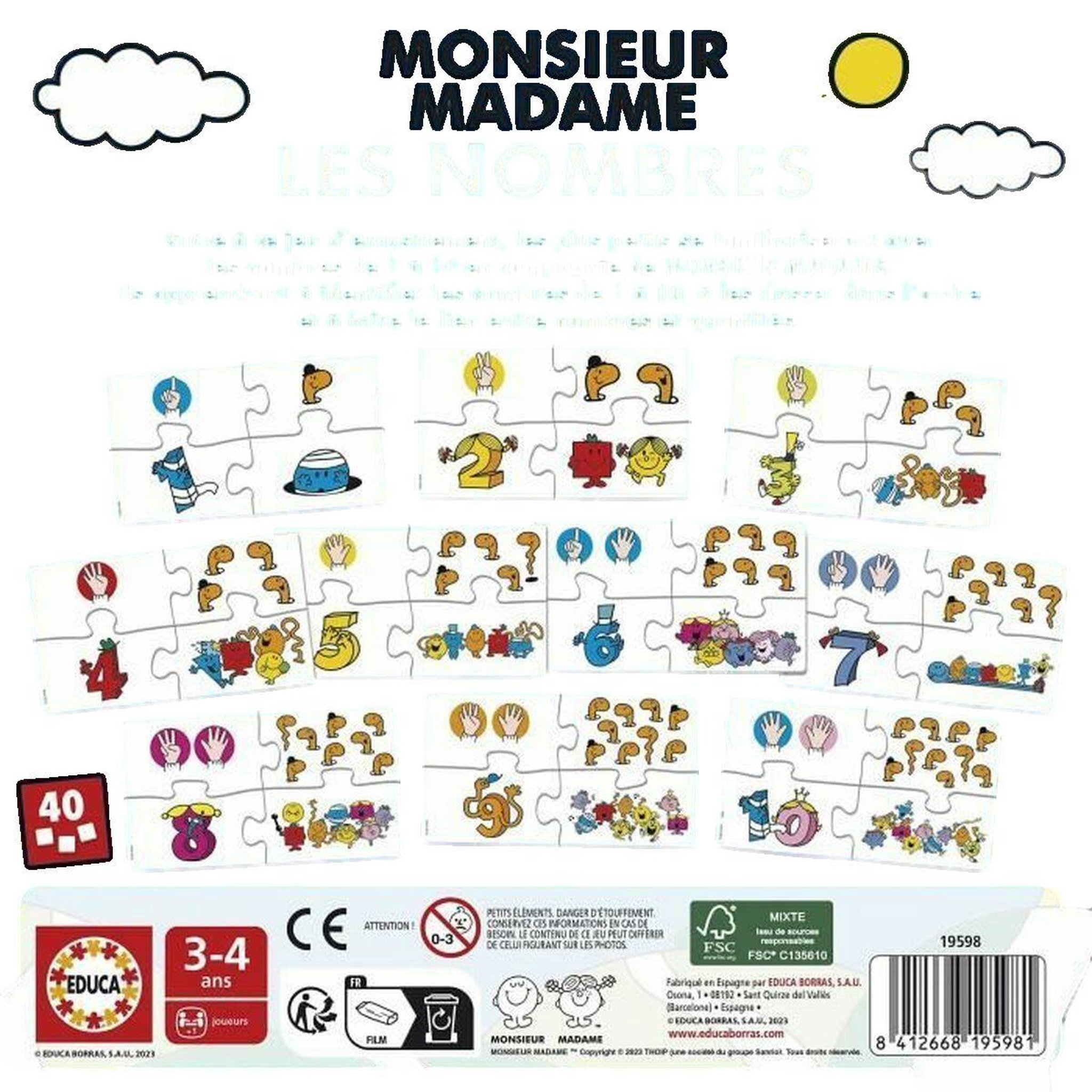 Voir la diapositive 2 : EDUCA Jeu éducatif EDUCA Monsieur et Madame pour apprentissage des chiffres