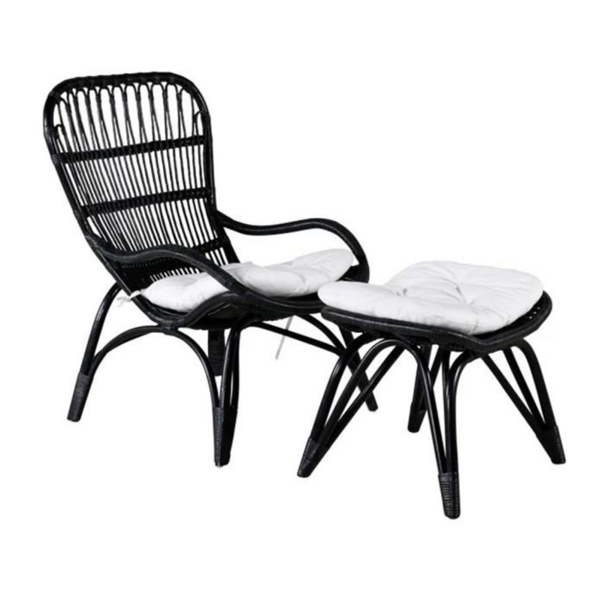 Paris Prix Fauteuil de Jardin & Repose-Pieds  Ella  98cm Noir
