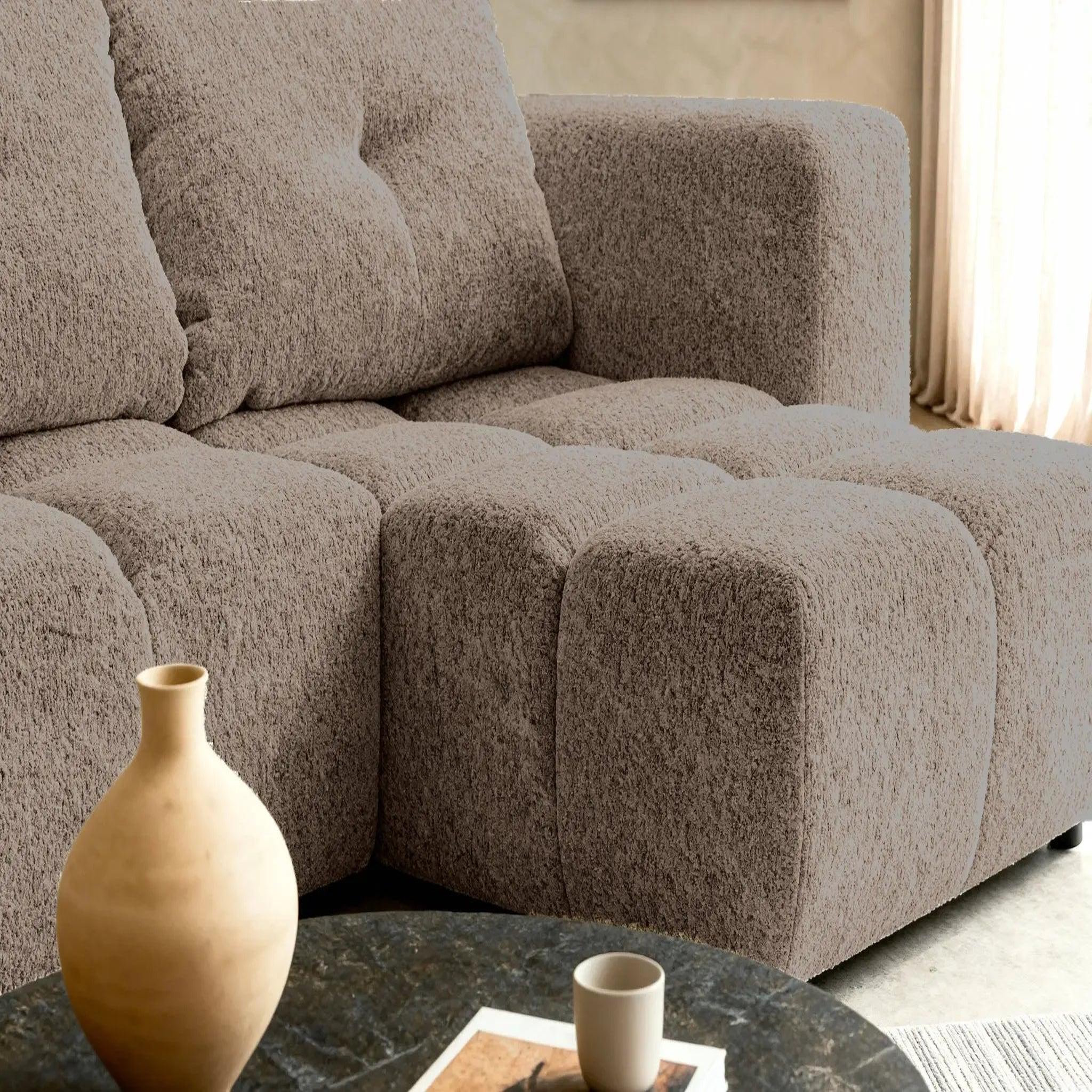 Voir la diapositive 5 : CASANOVA PARIS Romy mini - canapé d'angle convertible tissu chenille 2 places