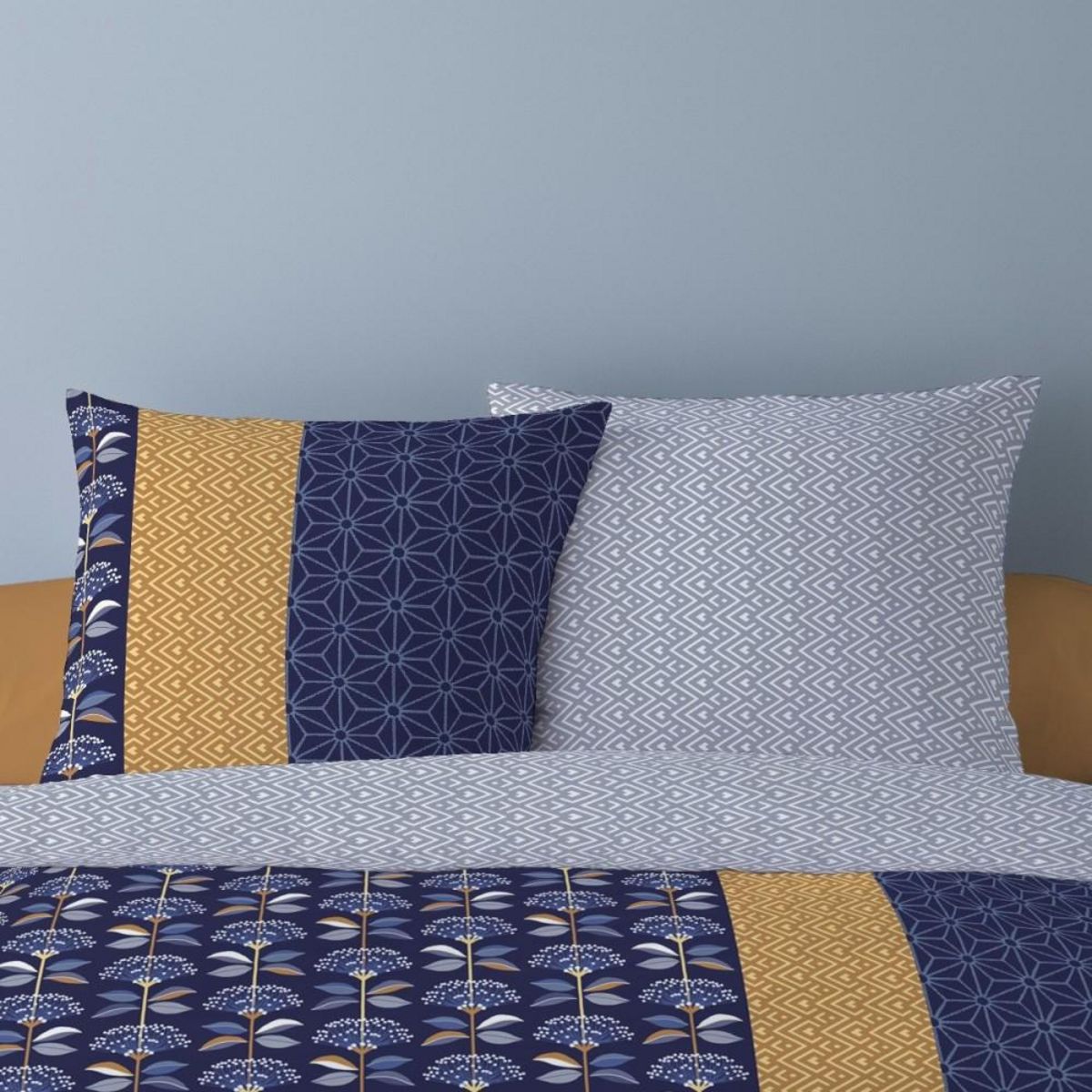 Dourev Housse de couette 240x220 CARLOS + 2 taies Percale de coton