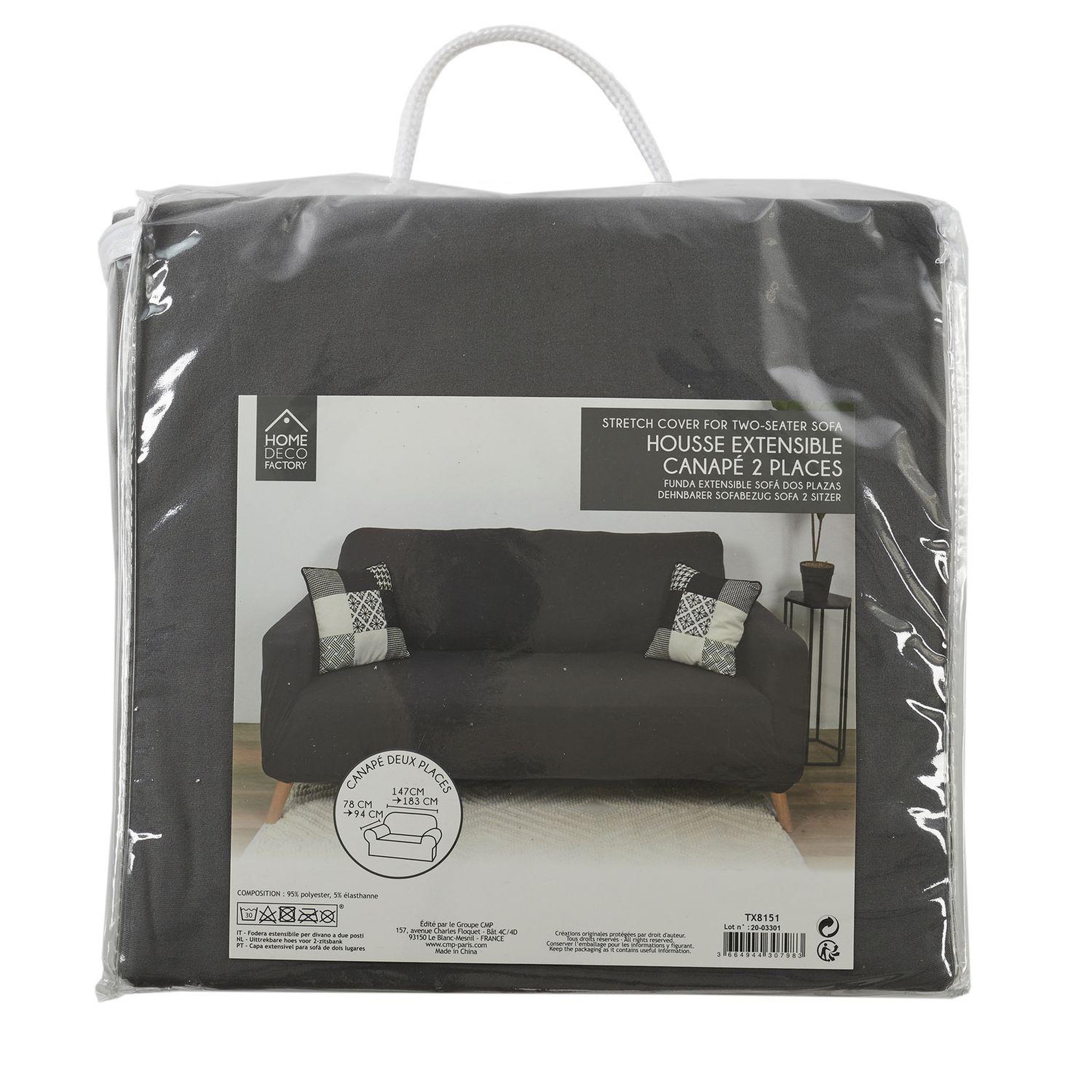 Voir la diapositive 1 : The Home Deco Factory Housse extensible pour canapé 2 places