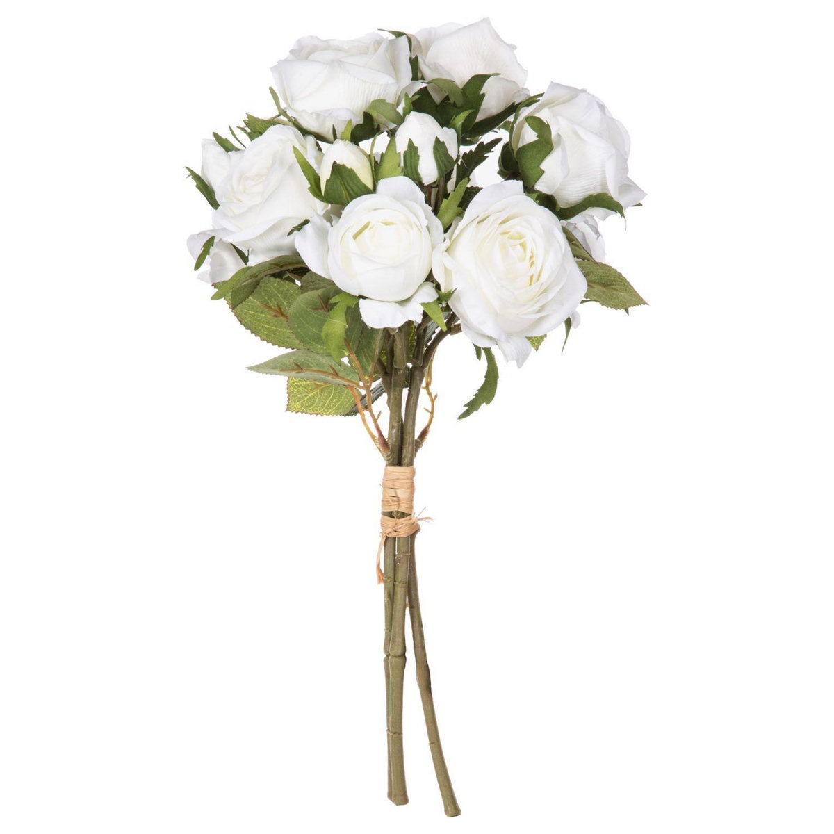 ATMOSPHERA Bouquet artificiel de 14 Roses - H. 40 cm - Blanc