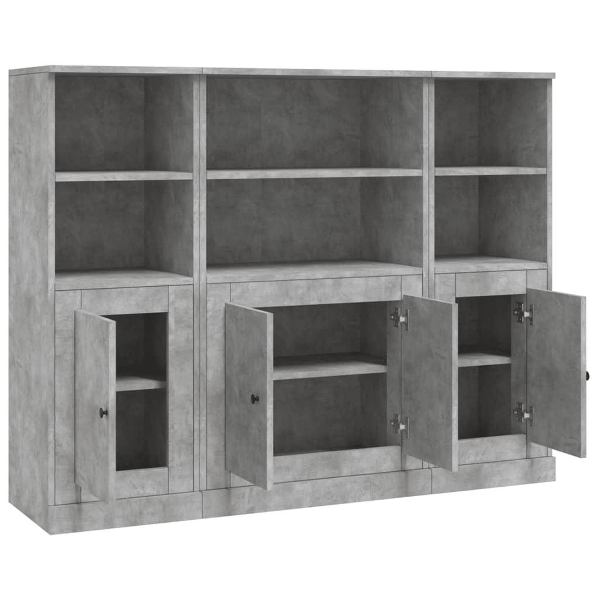 Voir la diapositive 5 : VIDAXL Buffets 3 pcs gris beton bois d'ingenierie