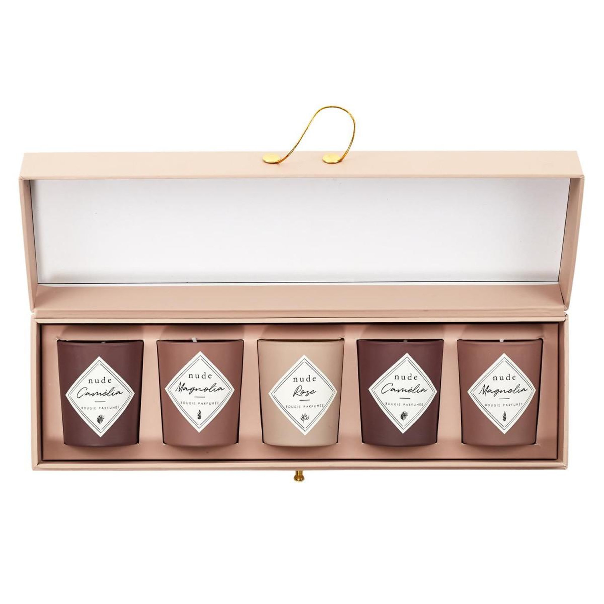 The Home Deco Factory Lot de 5 bougies parfumées  coffret  5cm nude