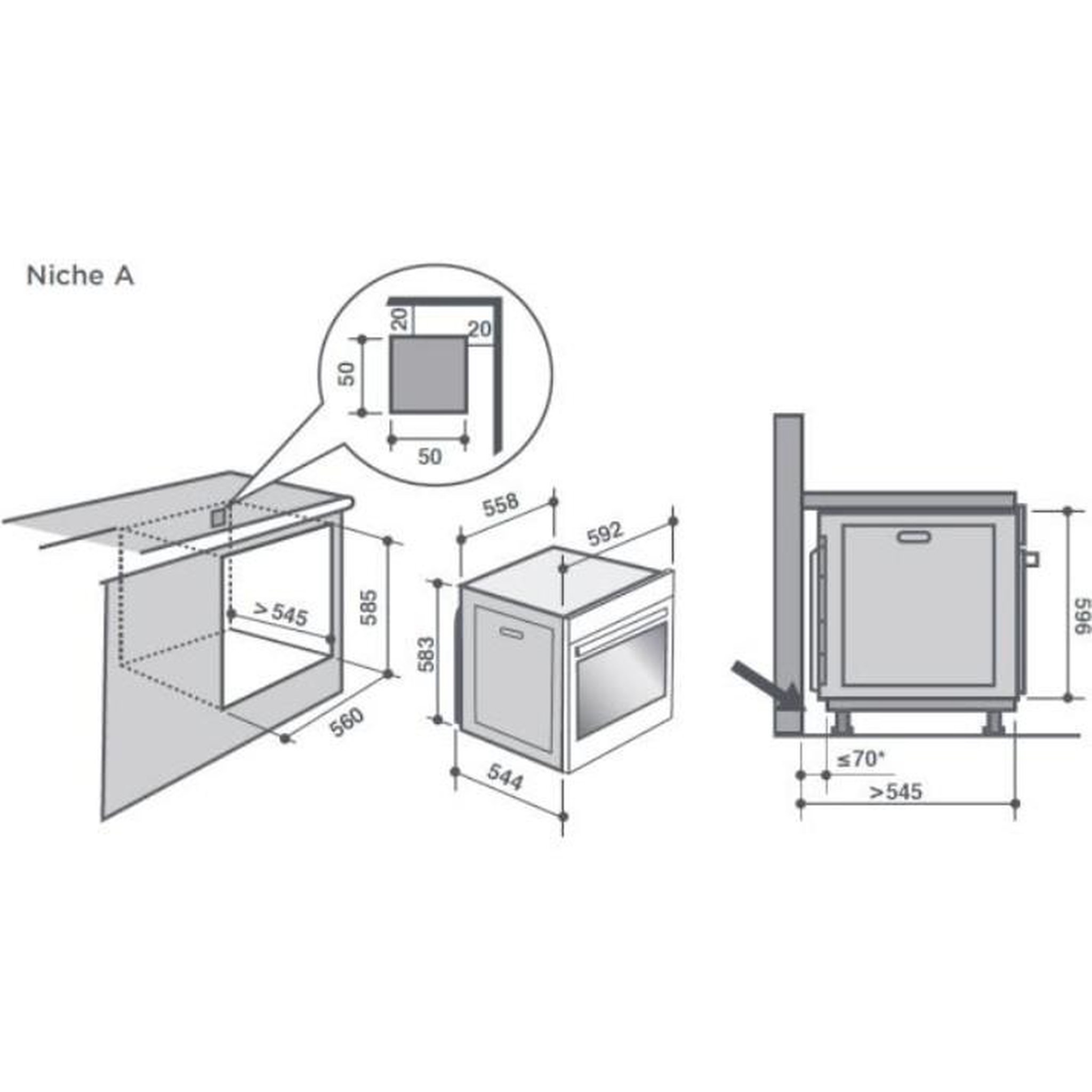 Voir la diapositive 3 : De Dietrich Four intégrable multifonction 73l 60cm pyrolyse inox - dop8360x