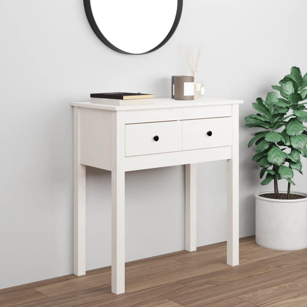 VIDAXL Table console Blanc 70x35x75 cm Bois massif de pin
