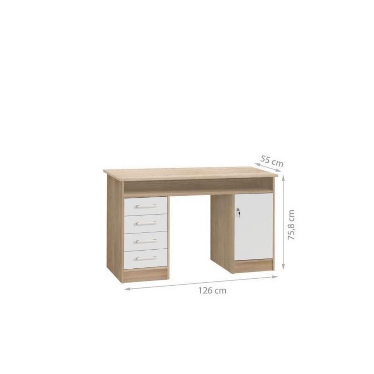 FINLANDEK FINLANDEK Bureau TYO contemporain decor chene et blanc - L 126 cm