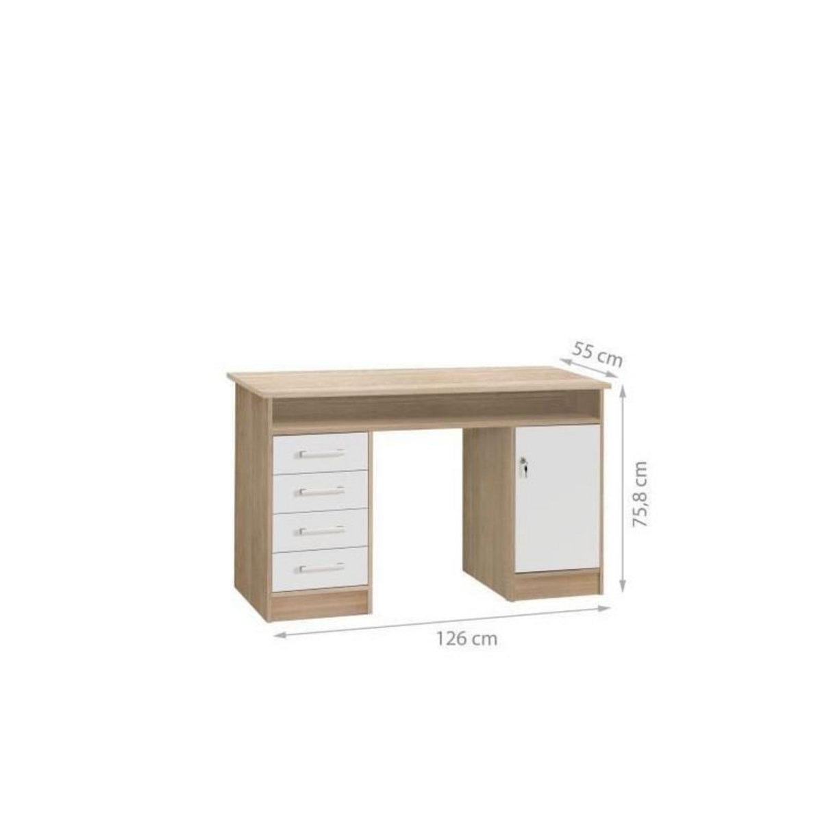 FINLANDEK FINLANDEK Bureau TYO contemporain decor chene et blanc - L 126 cm