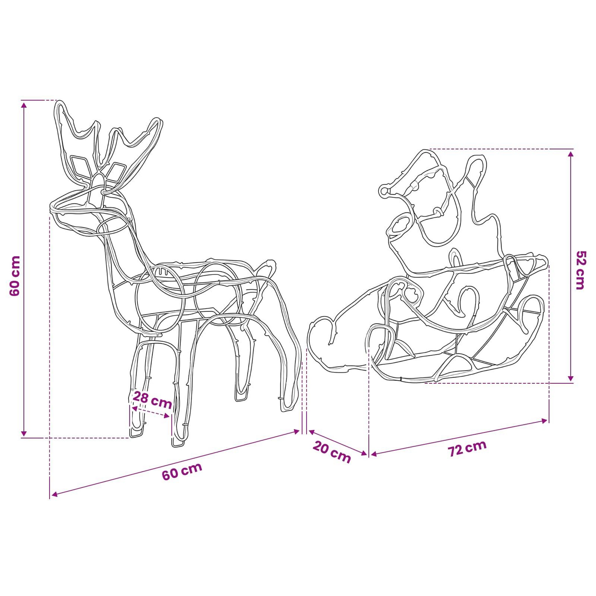 Voir la diapositive 3 : VIDAXL Decoration de Noël renne et traîneau LOVIISA 320 LED