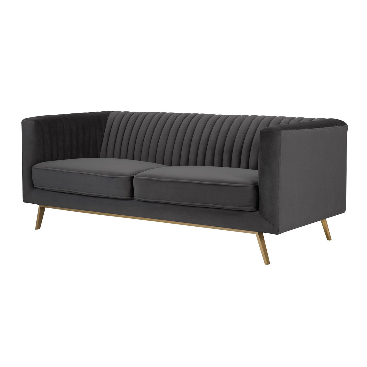 Rendez vous déco Canapé 2 places en velours gris-Gatsby