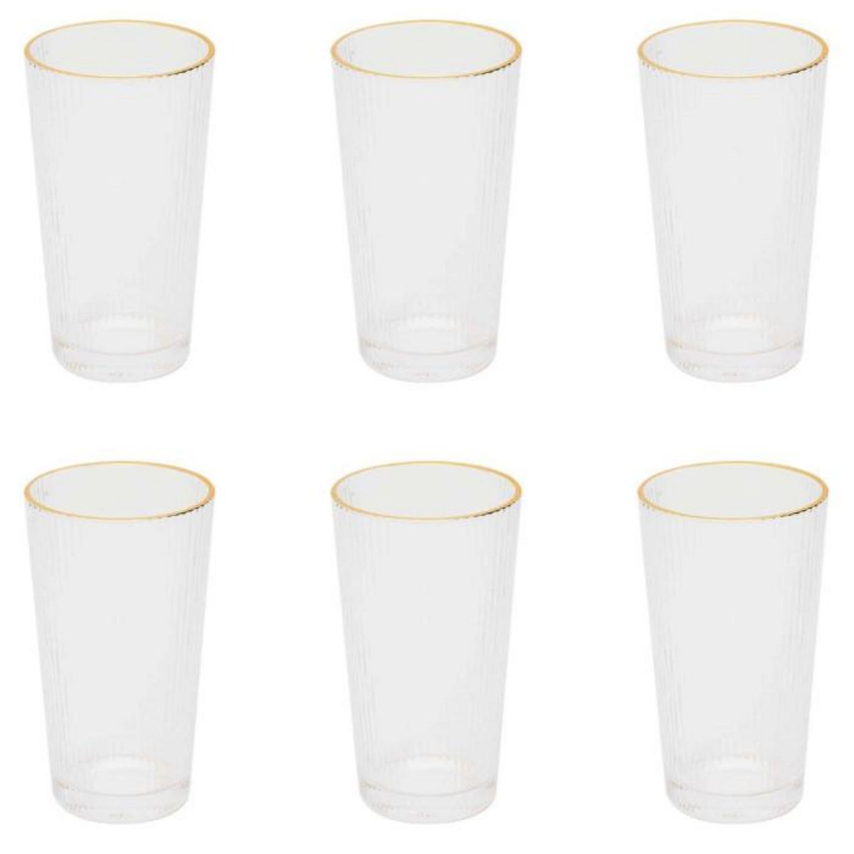 Paris Prix Lot de 6 Verres Design  Liseré  40cl Transparent