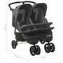 Voir la diapositive 6 : VIDAXL Poussette a deux places Anthracite Acier