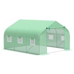 OUTSUNNY Serre tunnel de jardin 3,5 x 3 x 2 m grande taille 6 fenêtres vert