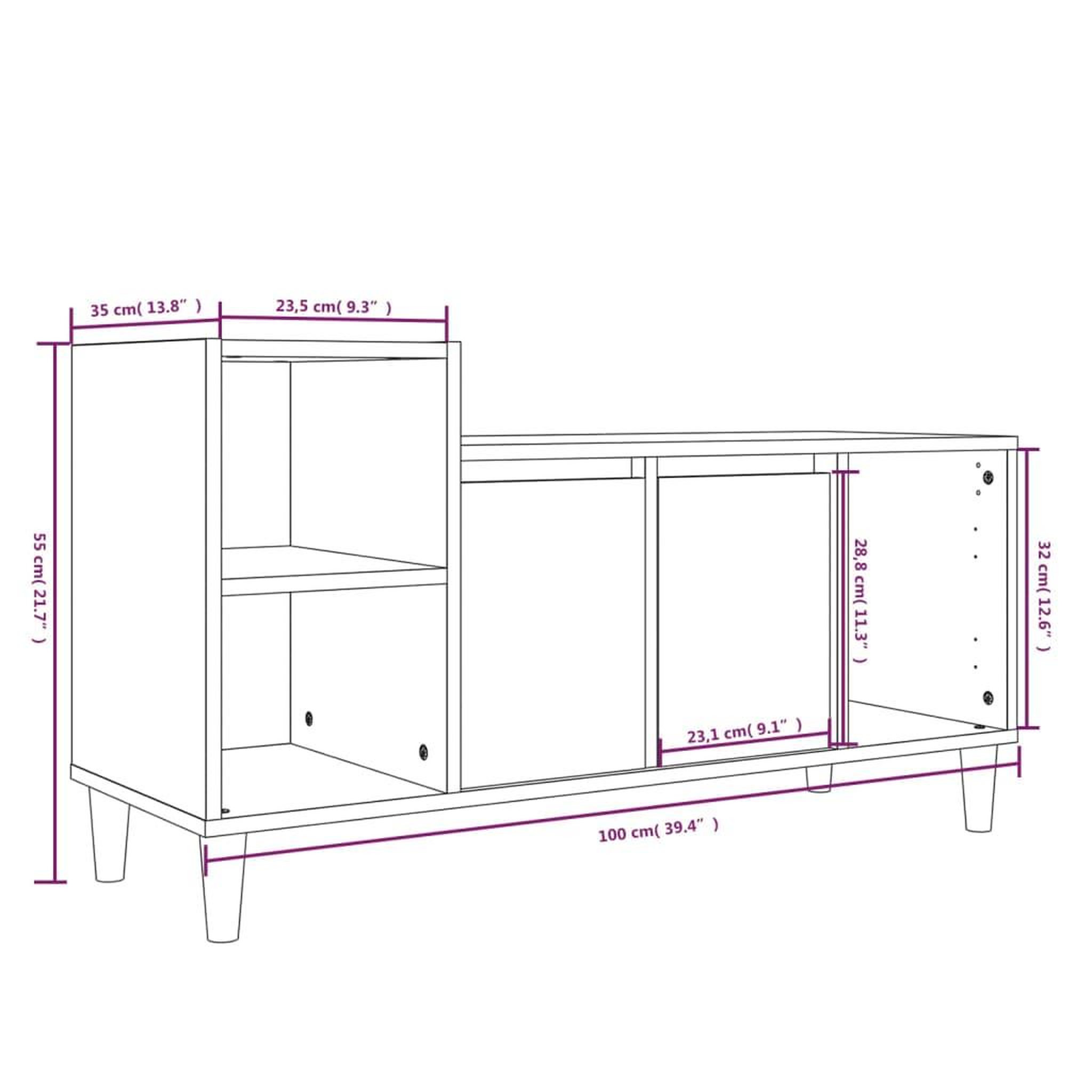 Voir la diapositive 6 : VIDAXL Meuble TV Chene sonoma 100x35x55 cm Bois d'ingenierie