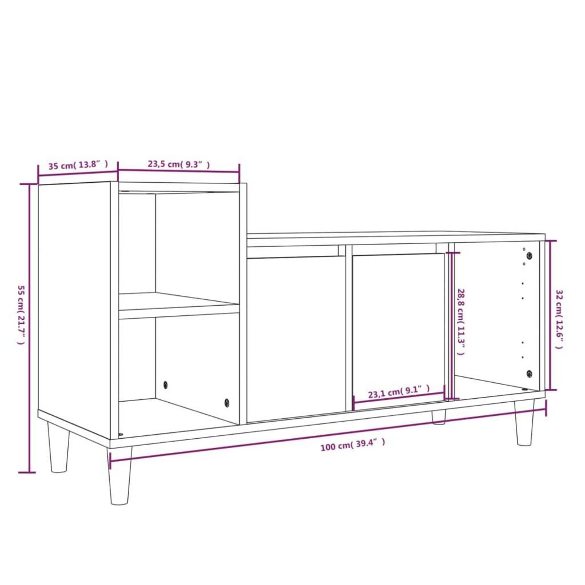 VIDAXL Meuble TV Chene sonoma 100x35x55 cm Bois d'ingenierie