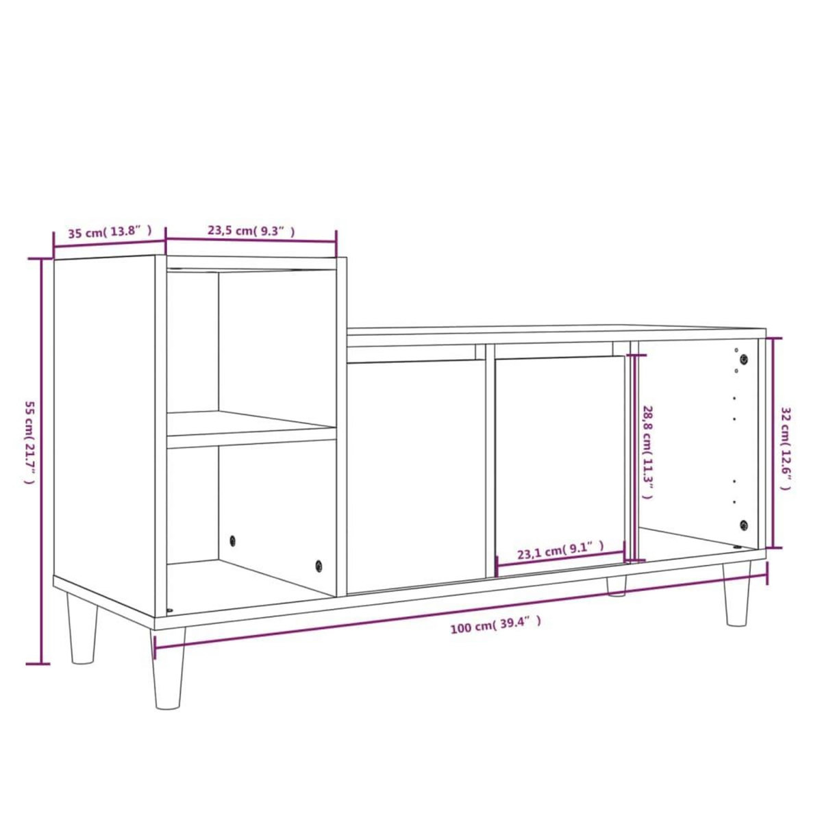 VIDAXL Meuble TV Chene sonoma 100x35x55 cm Bois d'ingenierie