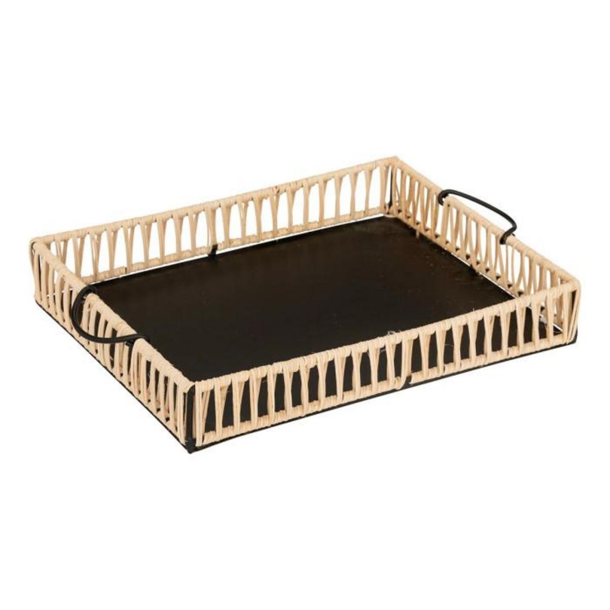 ATMOSPHERA Lot de 2 Plateaux Déco  Cosy  37cm Beige & Noir